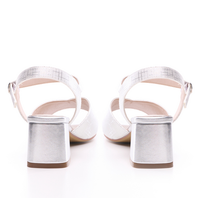 Srebrne sandały na obcasie Sergio Leone 