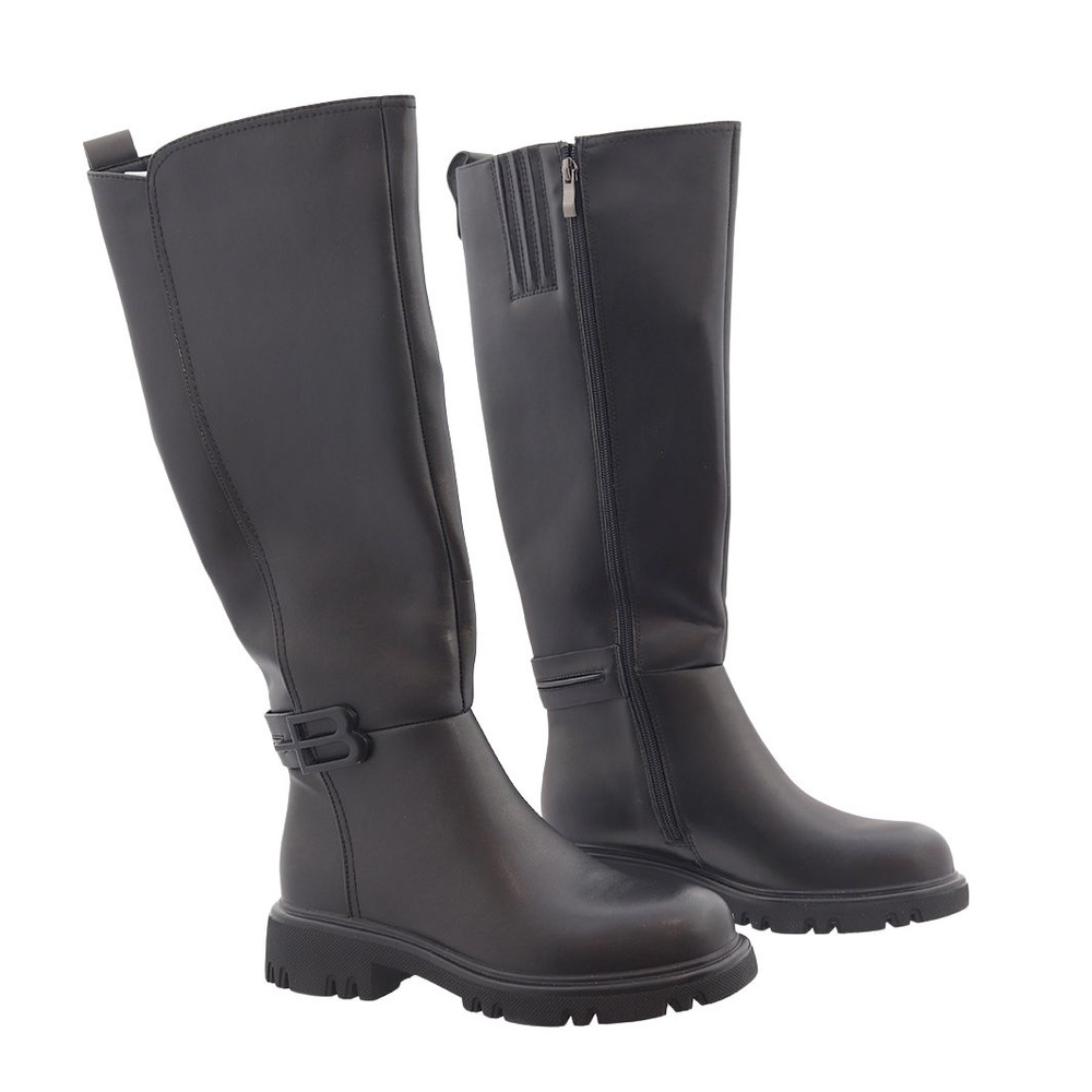 Чорні жіночі шкіряні чоботи на блискавці