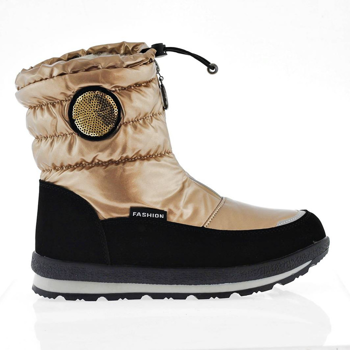 Снігові черевики Evento жіночі, золоті, з манжетом, товста підошва