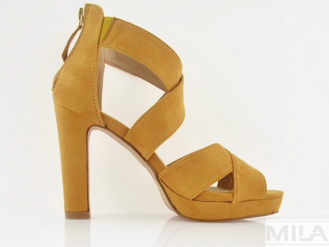 Sandały SABATINA na wysokim słupku - żółte DM19-31
