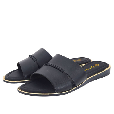 Klapki damskie płaskie w kolorze czarnym Potocki