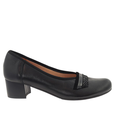 Чорні шкіряні човники з декоративним ремінцем Galant