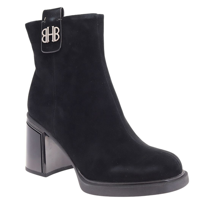 Чорні замшеві шкіряні чоботи на високому каблуці на блискавці від T. Sokolski