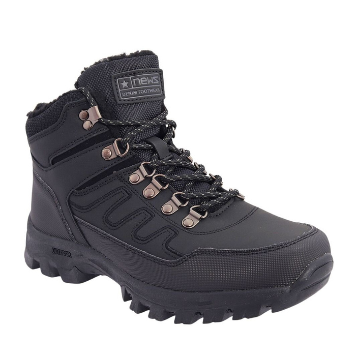 Черевики молодіжні трекінгові, чорні, утеплені, на шнурівці Новинки