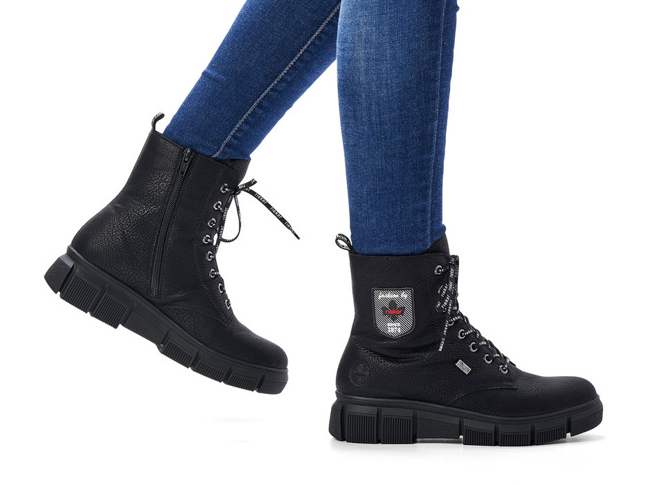 Trapery RIEKER X3410-00 czarne sznurowane