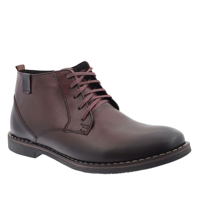 Чоловічі шкіряні черевики, утеплені, темно-коричневі, Нікополь