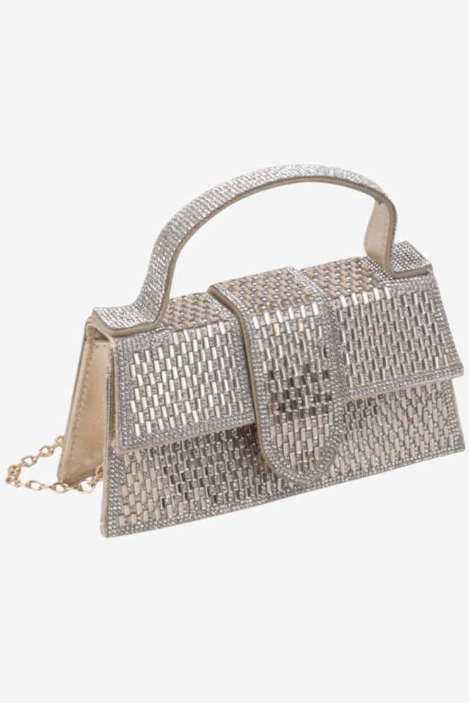 Damska torebka z cyrkoniami złota na zatrzask