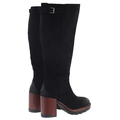 Чорні замшеві чоботи Vinceza на високих підборах