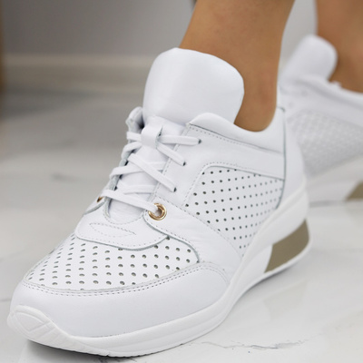 Sneakersy damskie białe ze skóry naturalnej licowej Eksbut 