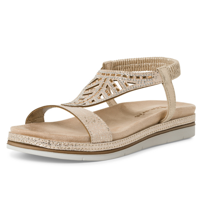 Sandały w kolorze jasnego złota na gumce Tamaris