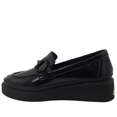 Sneakersy damskie lakierowane czarne Ravini