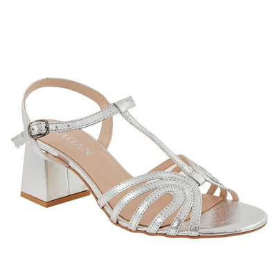 Sandały na klocku srebrne Sagan