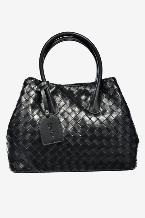 Torebka damska pleciona na zatrzask czarna
