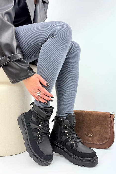 Trapery damskie wodoodporne na platformie czarne