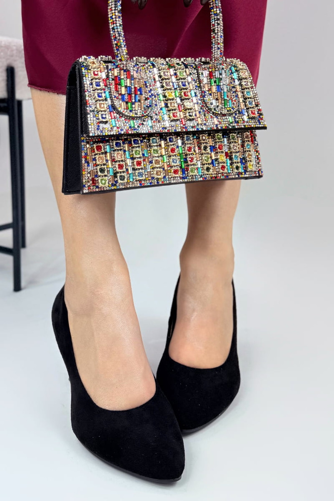 Чорні замшеві ботильйони на блискавці ззаду