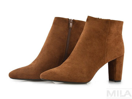 Stylowe botki Sergio Leone na wyższym obcasie - camel BT548