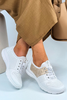 Półbuty Rieker L3254-80 biało - beżowe