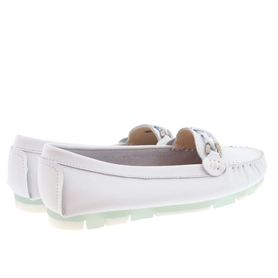 Skórzane mokasyny z łańcuszkiem białe S.Barski