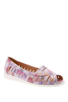 Baleriny ażurowe różowe w kwiatki wsuwane