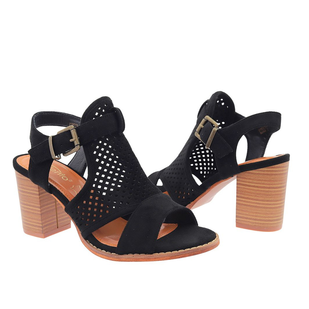 Sandały damskie ażurowe z wycięciami na słupku