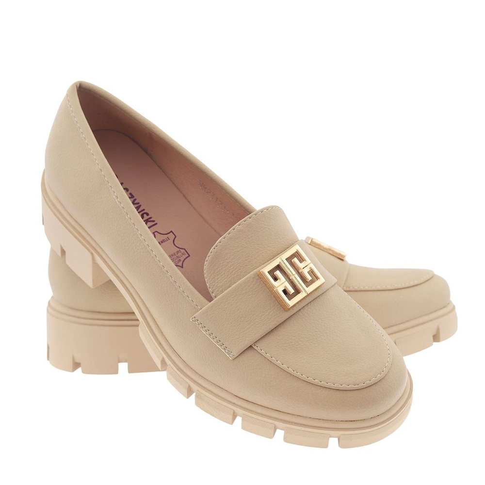 Бежеві мокасини з золотим декором M. Daszyński