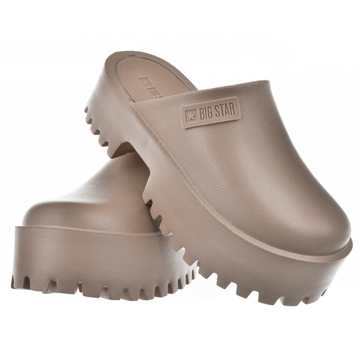 Жіночі бежеві водонепроникні шльопанці на товстій підошві Big Star