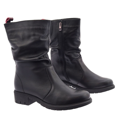 Чоботи жіночі високі шкіряні чорного кольору з польською колодкою