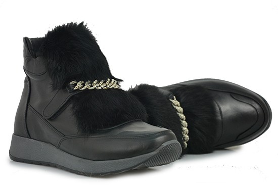 Sneakersy VENEZIA czarne ze sztucznym futerkiem 064792019K