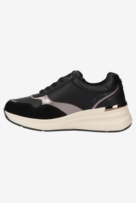 Skórzane sneakersy czarne na koturnie Filippo