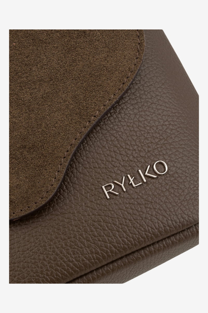 Жіноча бежева шкіряна сумочка з клапаном Ryłko