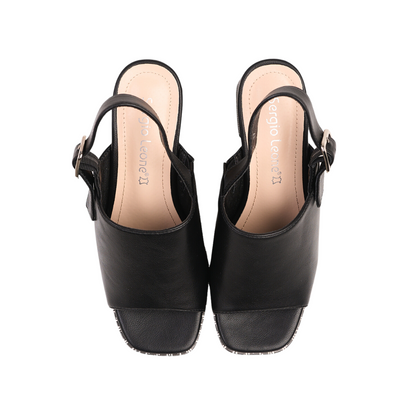 Czarne sandały na ozdobnym słupku Sergio Leone 