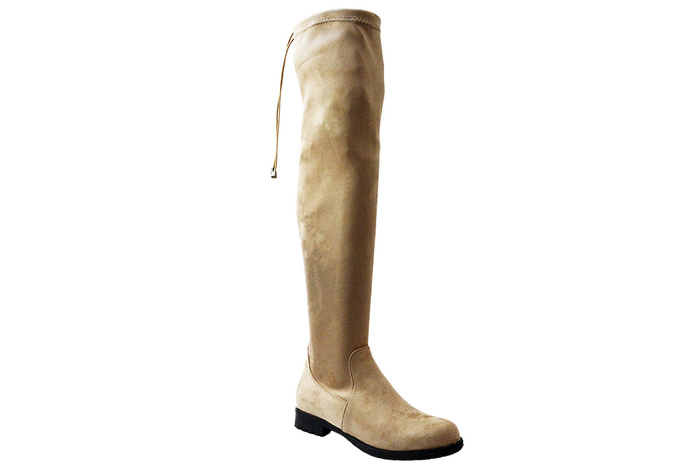 Чоботи вище коліна NAVY DOT 21-57002 BG, бежевий