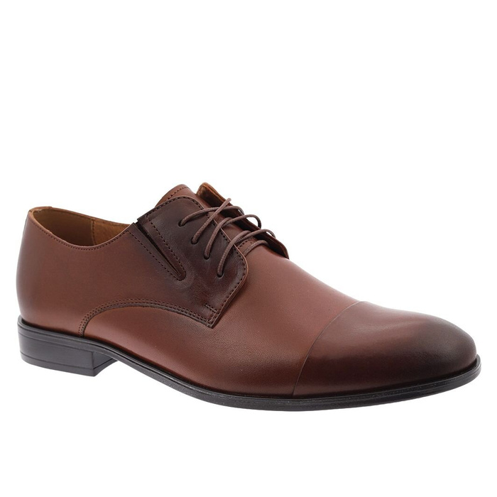 Męskie wizytowe półbuty skórzane w kolorze brązowym