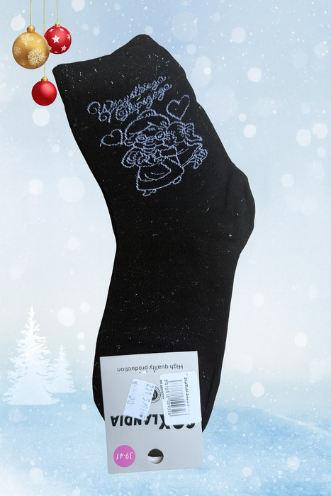 Skarpetki damskie ze srebrną nitką czarne