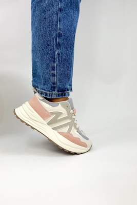 Sneakersy biało różowe na platformie