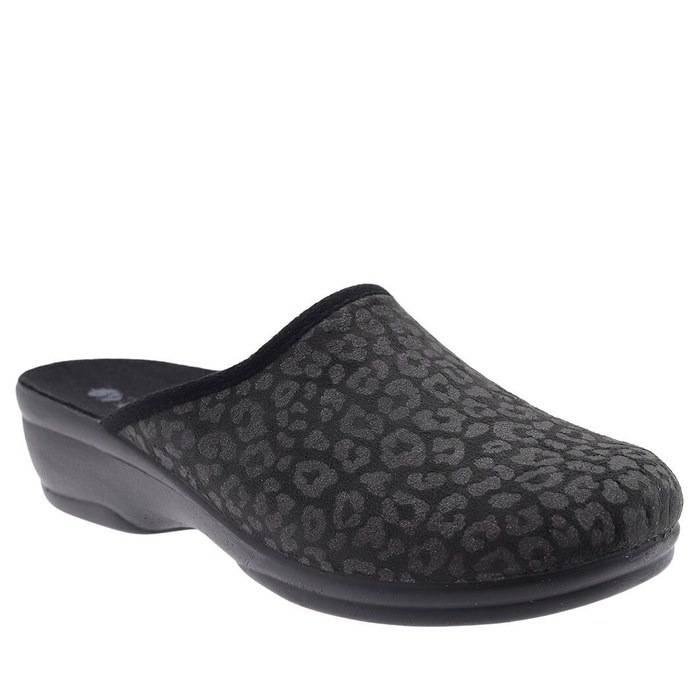 Kapcie domowe damskie czarne w panterkę