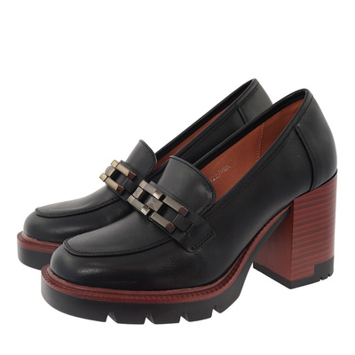 Półbuty czarne na słupku z klamerką Potocki