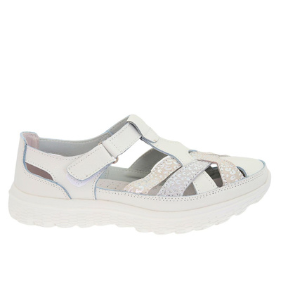 Białe skórzane półbuty na rzep Artiker