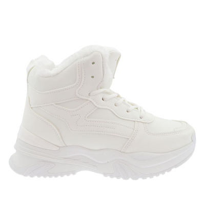 Sneakersy zimowe białe ocieplane sznurowane na platformie