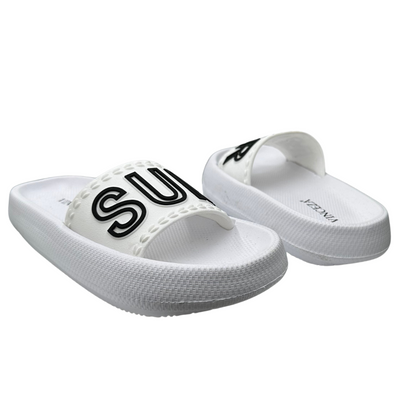 Klapki damskie na grubszej podeszwie białe VInceza