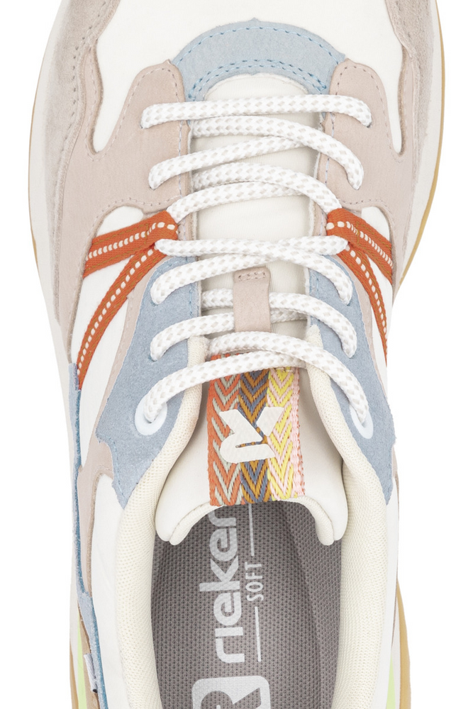 Багатоколірні шкіряні кросівки Rieker на шнурівці