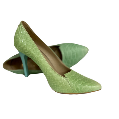 Зелені шкіряні туфлі на високому каблуці Carinii