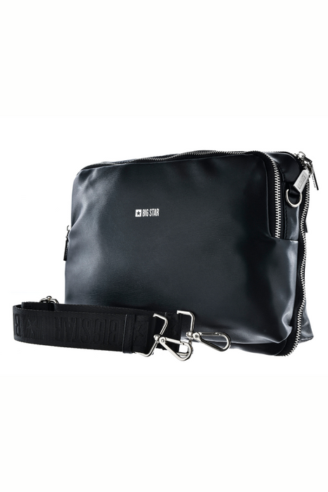 Простора чорна сумка з екошкіри з товстим ремінцем Big Star