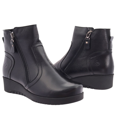 Чорні шкіряні ботильйони на польській блискавці