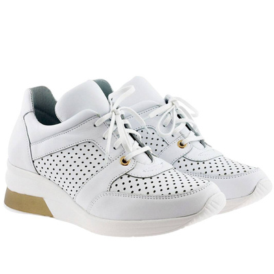 Sneakersy damskie białe ze skóry naturalnej licowej Eksbut 