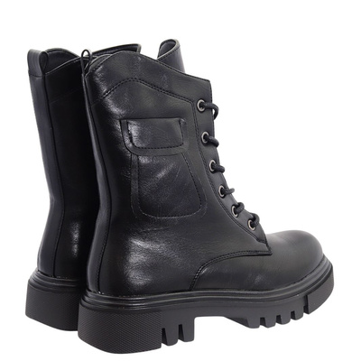 Чоботи жіночі чорні на шнурівці M. Daszyński
