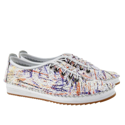 Modne półbuty damskie skórzane z kolorową cholewką Artiker 