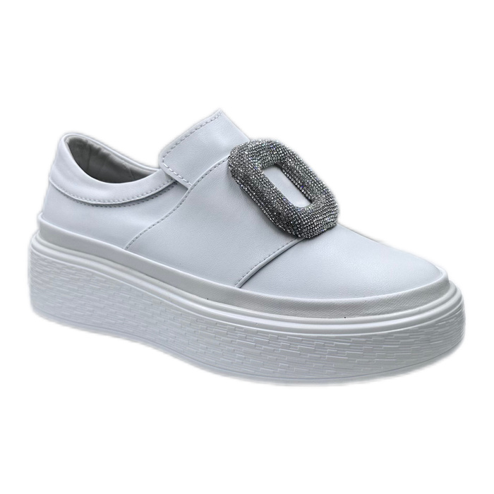 Półbuty skórzane białe na platformie Artiker