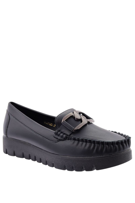 Чорні мокасини на платформі з декоративним ланцюжком