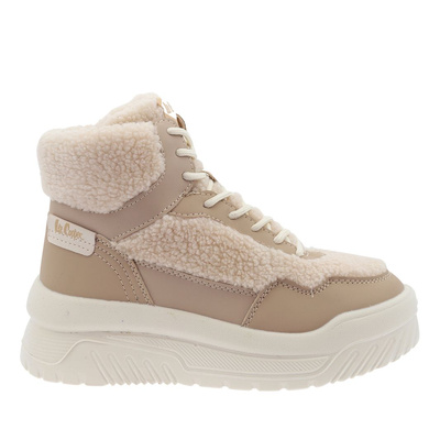 Бежеві жіночі зимові чоботи на платформі, утеплені